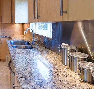 Modern kitchen with granite countertops