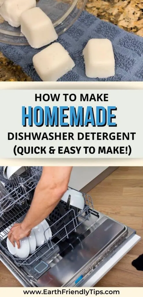 DIY dishwasher tablets and dishwasher text overlay How to Make Homemade Dishwasher Detergent