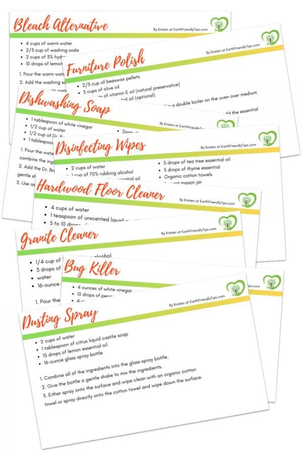 Natural cleaning recipe cards