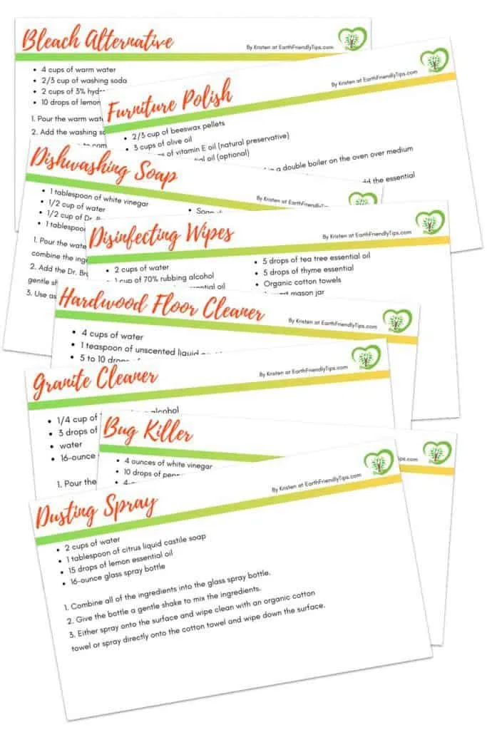 Natural cleaning recipe cards