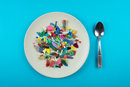 Plate full of microplastics