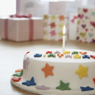 Birthday Cake with Cards and Gift