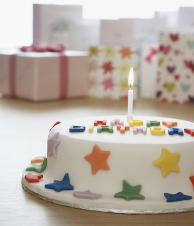 Birthday Cake with Cards and Gift