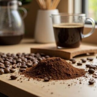 Coffee grounds on counter