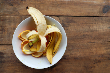 Banana peels in bowl