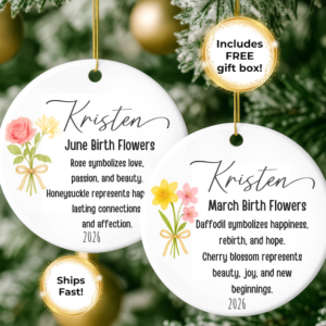 Birth Month Flower Ornament Listing Image 1